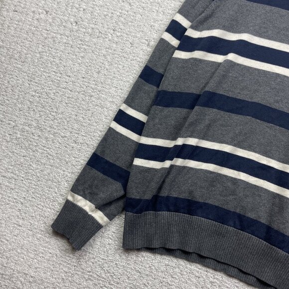 Tommy Hilfiger Blue / Grey Striped Pullover V-Neck Sweater Long Sleeve Mens S - Picture 3 of 13